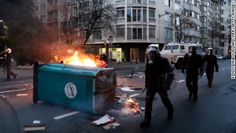 Police clash with protesters in Belgium over Covid-19 measures